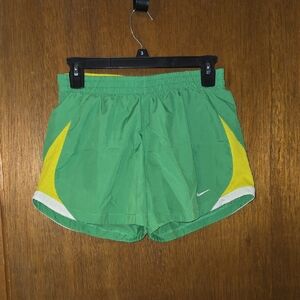 Nike Green and Yellow Athletic Shorts Lightweight Design